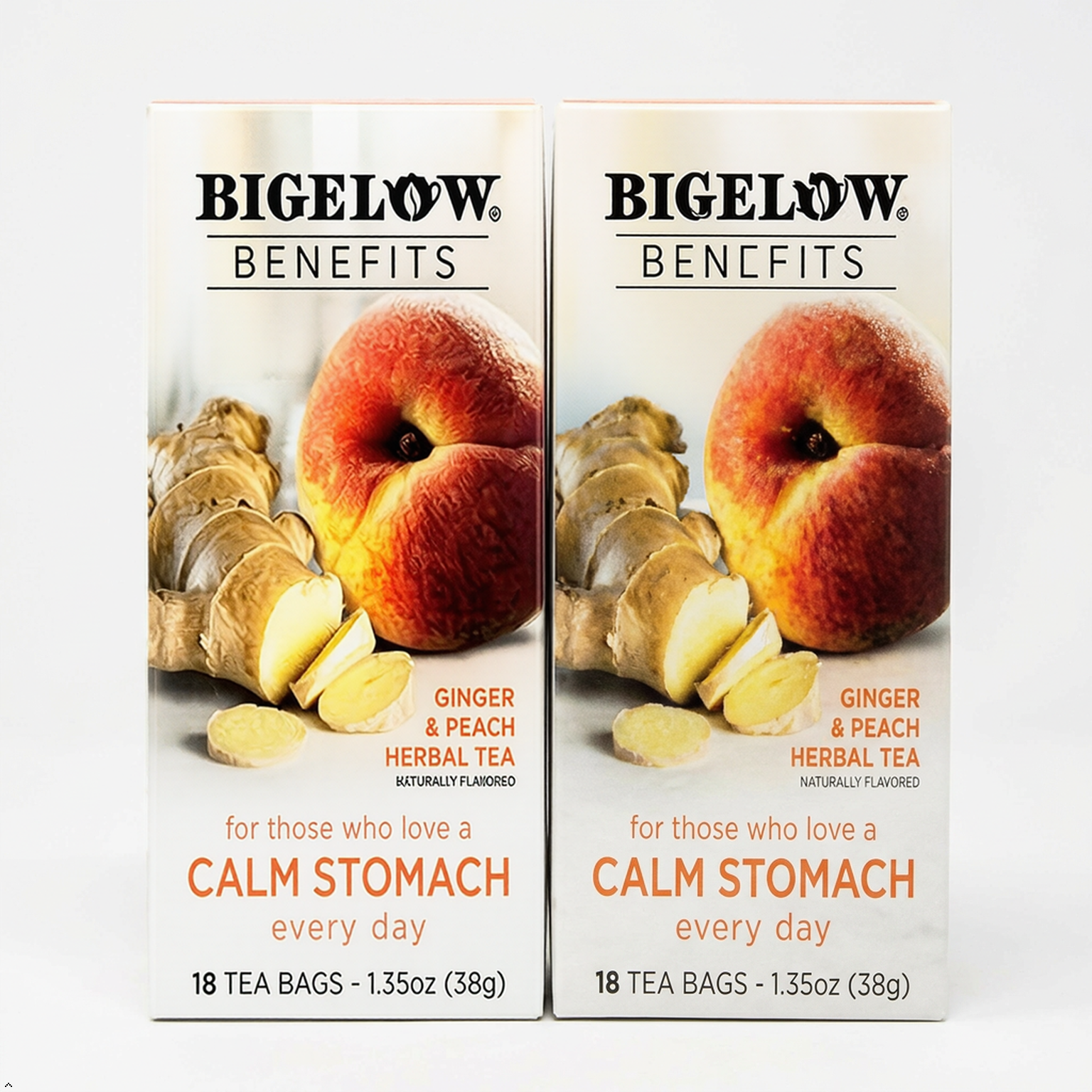 Bigelow Benefits Herbal Tea Ginger Peach, 18 Count (Pack of 2) Bigelow